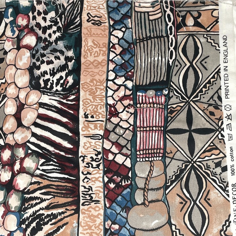 African Mudcloth Textile Fabric Tribal Cotton 56" x 1 yd 28" Printed In England gallery