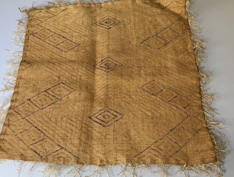 Vintage Handwoven African Kuba Cloth Panel Raffia Textile 28 X 28 gallery