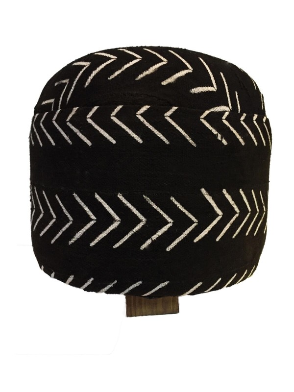 # 637 nCustom Made Ottoman in African Malian Black & White Mud Cloth 17" h gallery