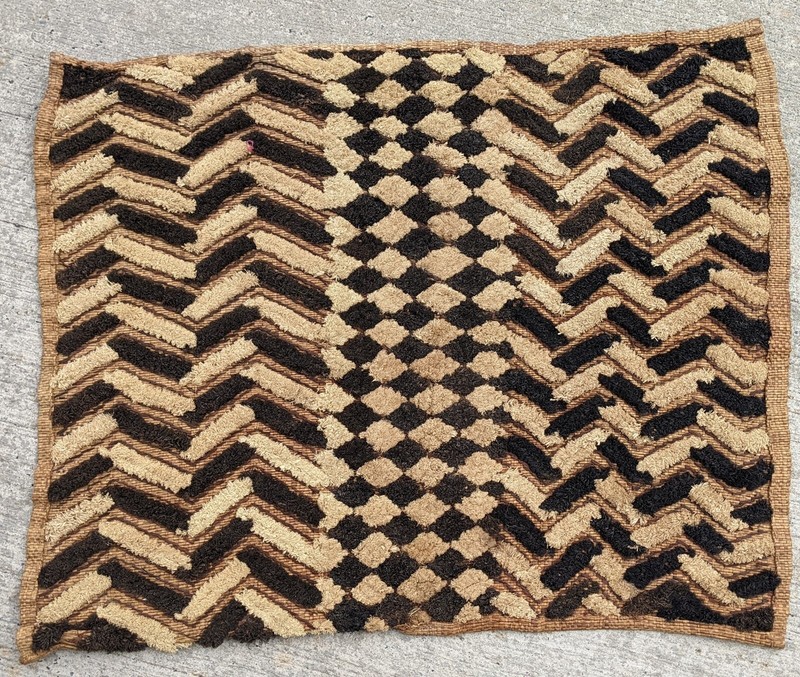 ORIGINAL VINTAGE KUBA THiCK PILE RAFFIA CLOTH PANEL TEXTILE CURRENCY DR CONGO