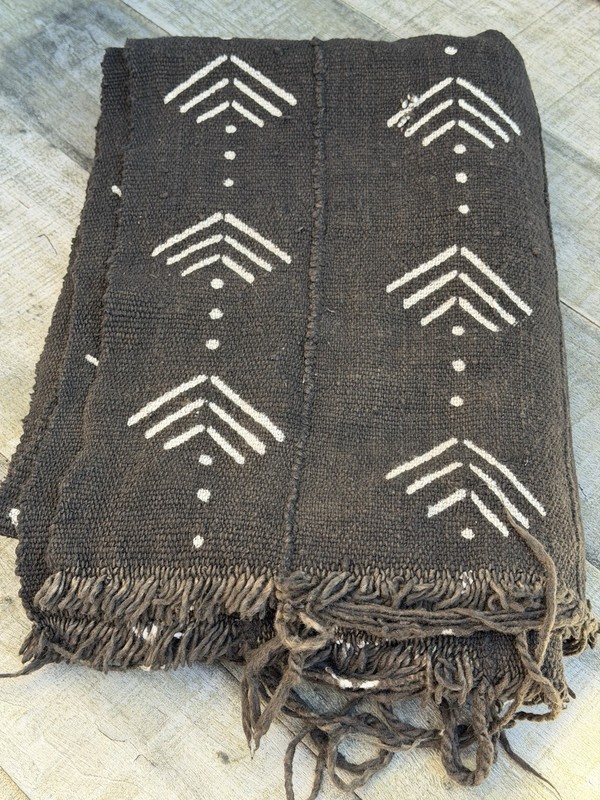 Vintage African Mudcloth Black Textile Throw 59” L x 41” W Textile | No. 129 gallery