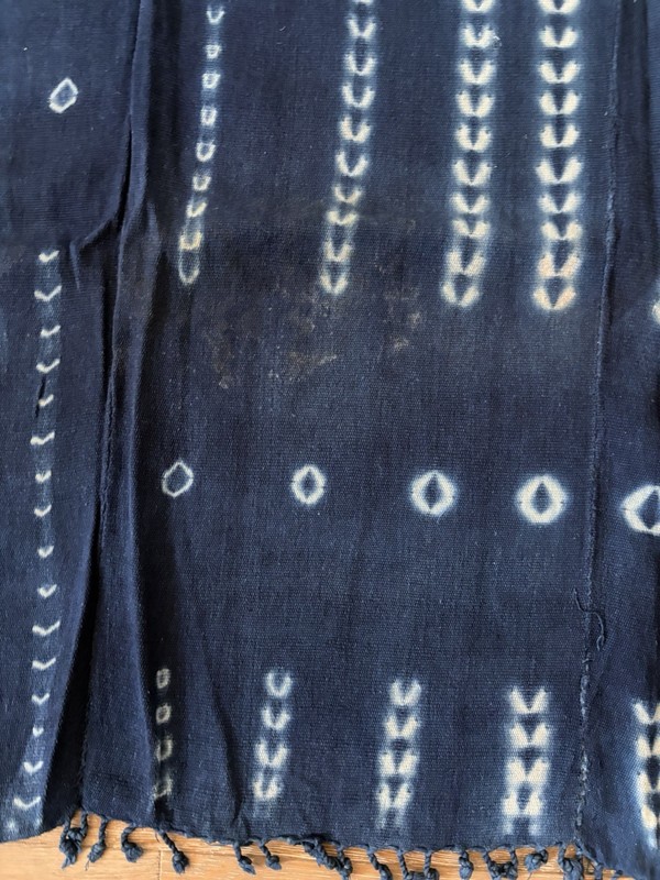 Vintage African Indigo Denim Shibori Mudcloth Fabric 58” L x 42" W Textile 1148 gallery