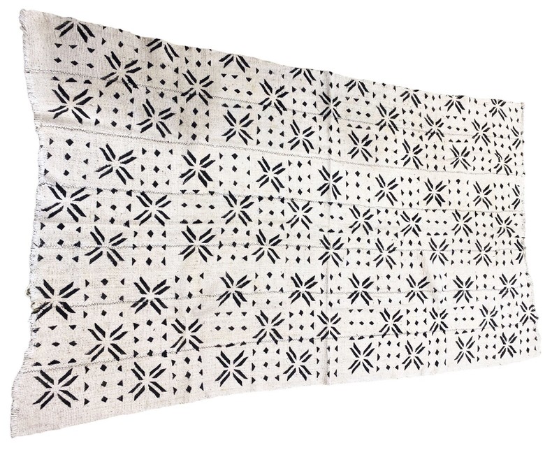 #5341African Black and White Mud Cloth Textile Mali 37" by 65" gallery
