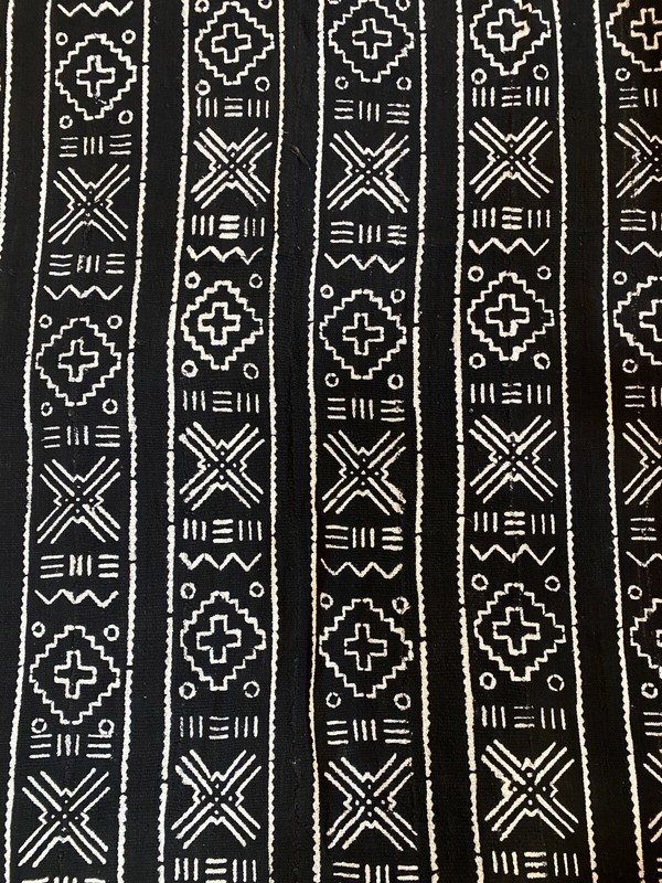 #3805 Vintage African Black and White Mud Cloth Textile Mali 39" by 70" gallery