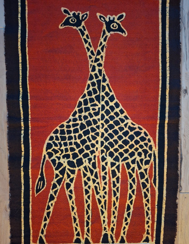 Large African Hand-Painted Zimbabwe Panel Featuring Giraffes 19.5"x 57" gallery