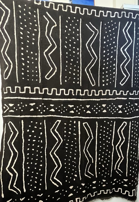 Ebony Black Bogolan Mali Mud Cloth Segou Design African Black and White Cotton gallery