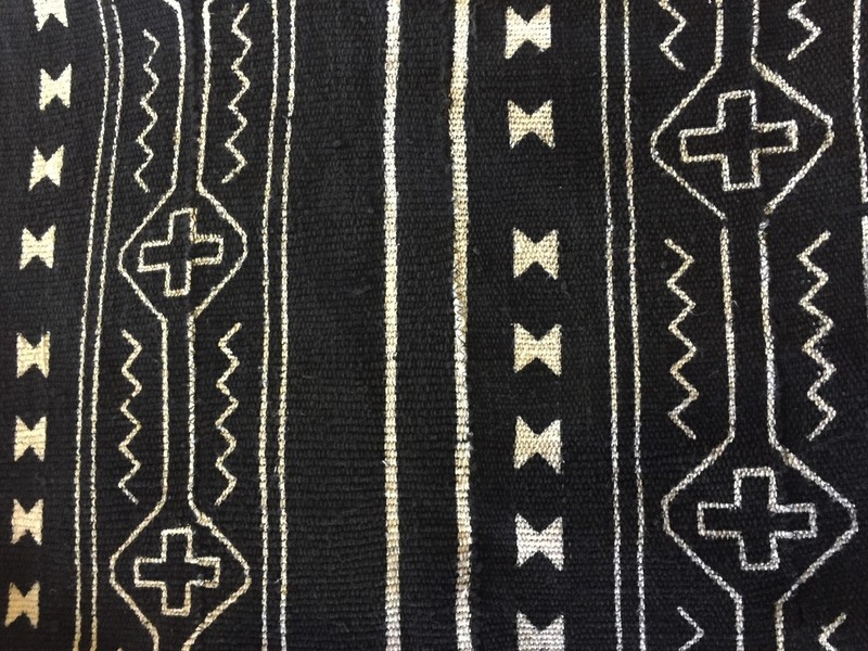 African Mali Black and White Mud Cloth Textile / PAIR 64" by 45.5" Pair gallery