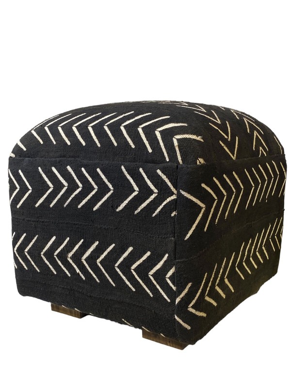 # 661 Superb LG Ottoman in African Malian Mud Cloth 18." h by18" D by 18" w gallery