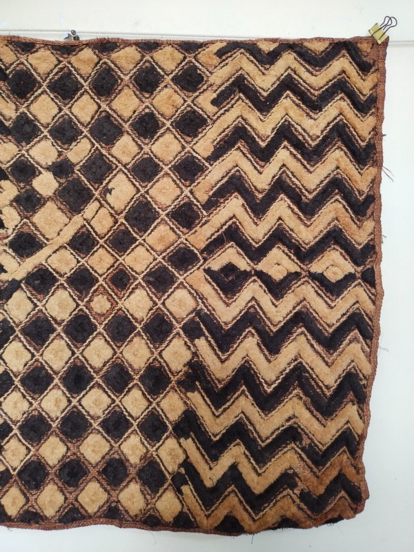 Vintage Kuba Cloth Raffia Textile Traditional African woven Tribal Congo item894 gallery