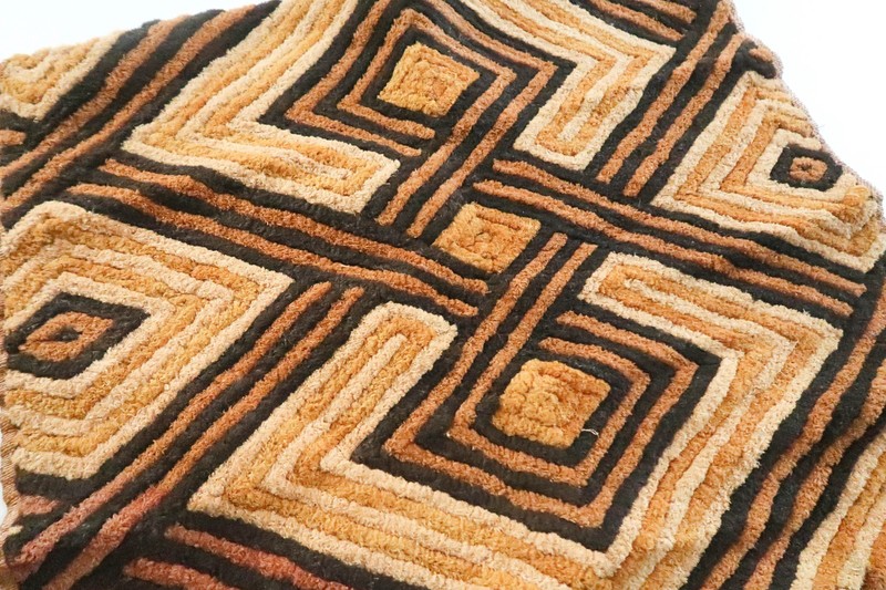 NEW Vintage African Kuba Shoowa Cloth Raffia Textile Panel 24×23 Kasai Velvet 11