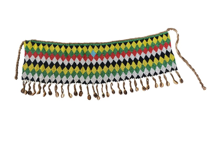 #1464 Ceremonial Skirt Kirdi Beaded Cache Sex Pikuran Cameroon 19" w gallery