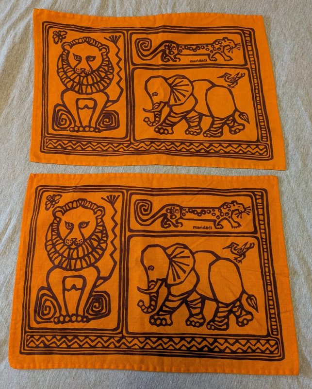 African Maridadi Orange Placemats with Animals Print Kenya Africa