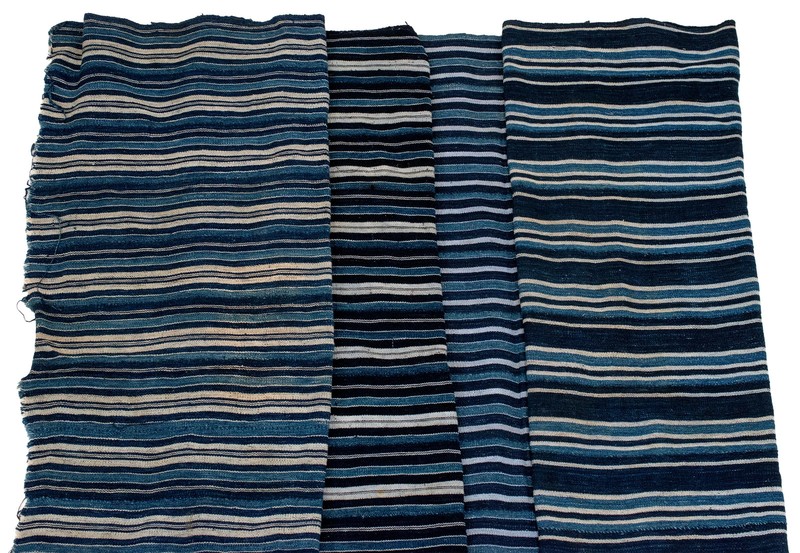 Striped African Indigo Cloth Ivory Coast Blue Cotton Handmade gallery