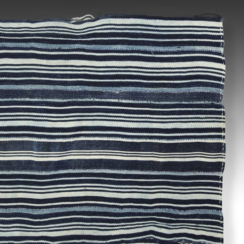 WOMAN'S WRAP SKIRT MOSSI INDIGO HAND DYE COTTON BURKINA FASO W. AFRICA 20TH C gallery