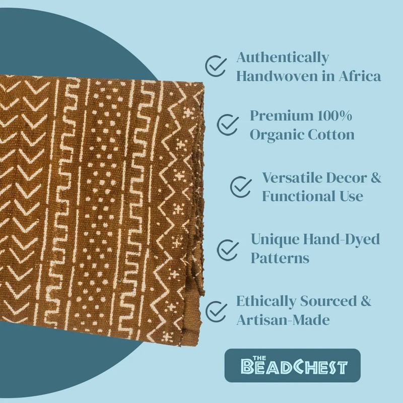 Caramel Brown Bogolan Mali Mud Cloth Troungoumbe Design African Cotton Handmade gallery