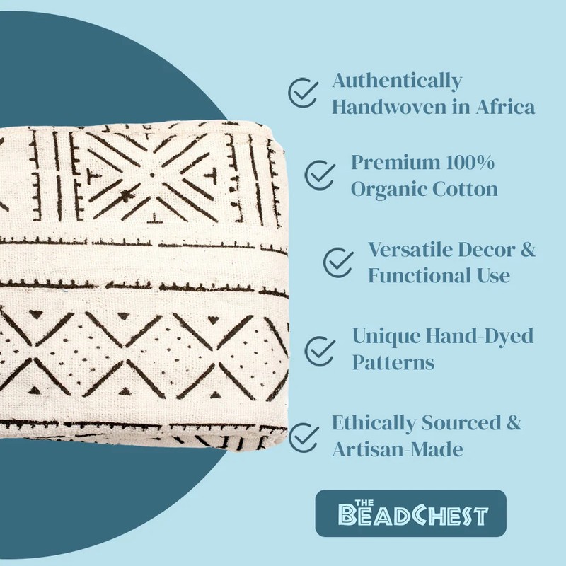 White Bogolan Mali Mud Cloth Tonka Design African Black and White Cotton gallery