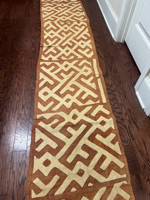genuine 11 feet African (Congo) Kuba Raffia cloth fabric, natural woven handmade