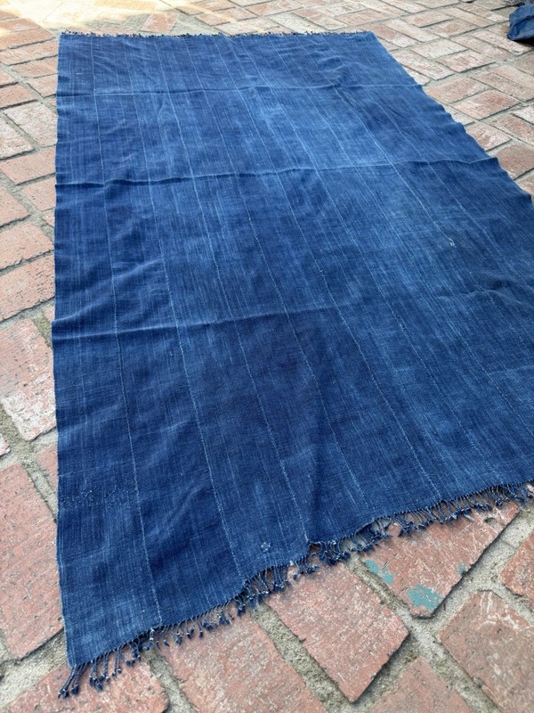 Vintage African Indigo Denim Mossi Mudcloth 65” L x 39” W | No. 100 gallery