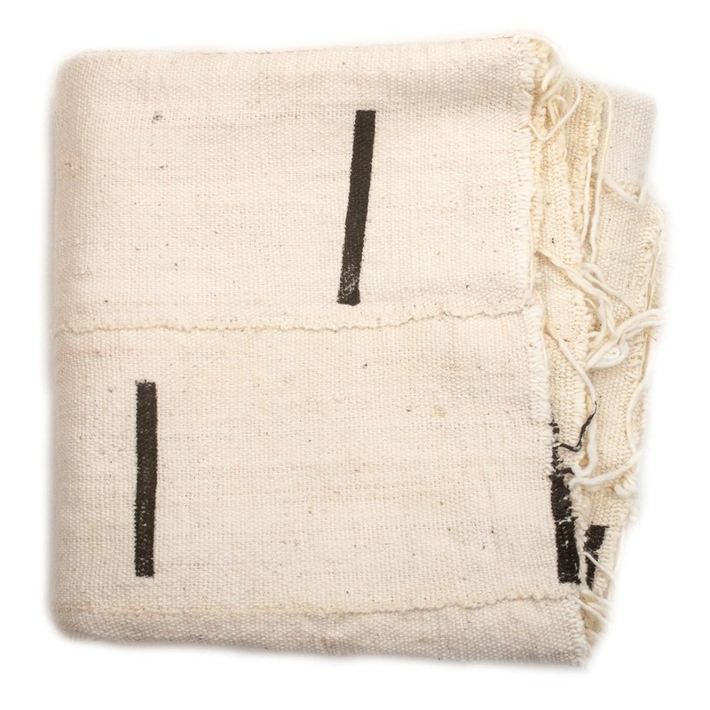 White Bogolan Mali Mud Cloth Minimalist Design African Black and White Cotton