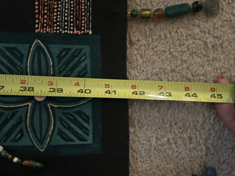 Tribal Ilembu South African Beaded Wall Tapestry Green & Brown Block Patern gallery