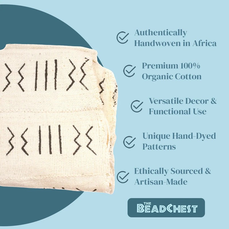 White Bogolan Mali Mud Cloth Massigui Design African Black and White Cotton gallery
