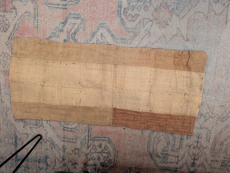 Vintage Hand Woven Traditional African Kuba Cloth Raffia Congo Textile 21x47 In gallery