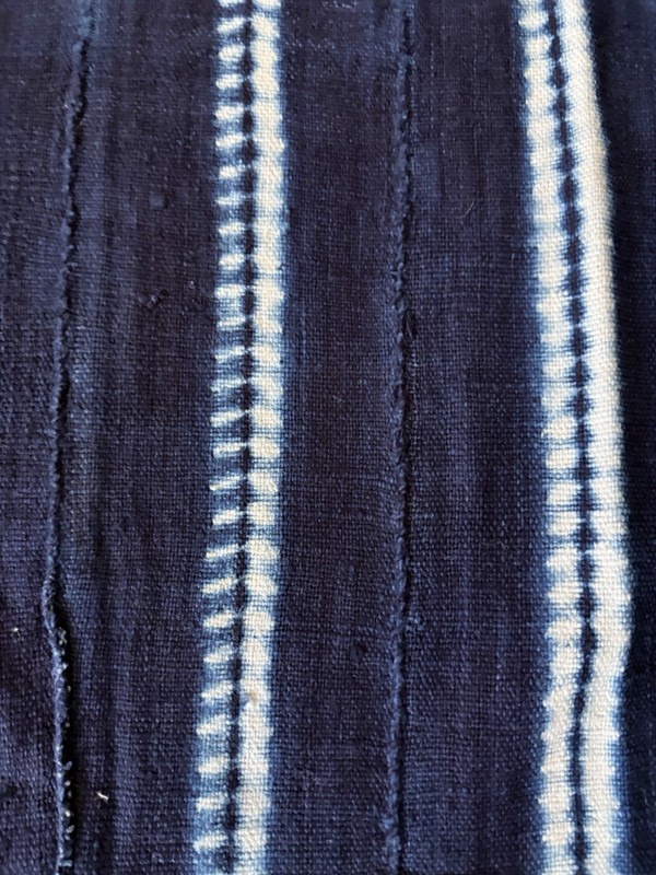 Vintage African Indigo Denim Shibori Mudcloth Fabric 59” L x 38" W Textile 1192 gallery