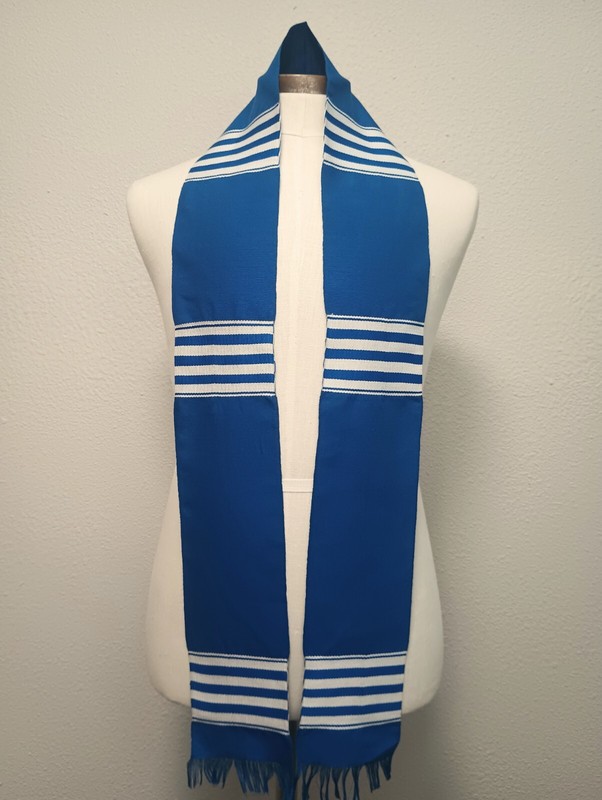 Blue White Kente Stole, Authentic Kente made in Ghana, Graduation Ceremonial