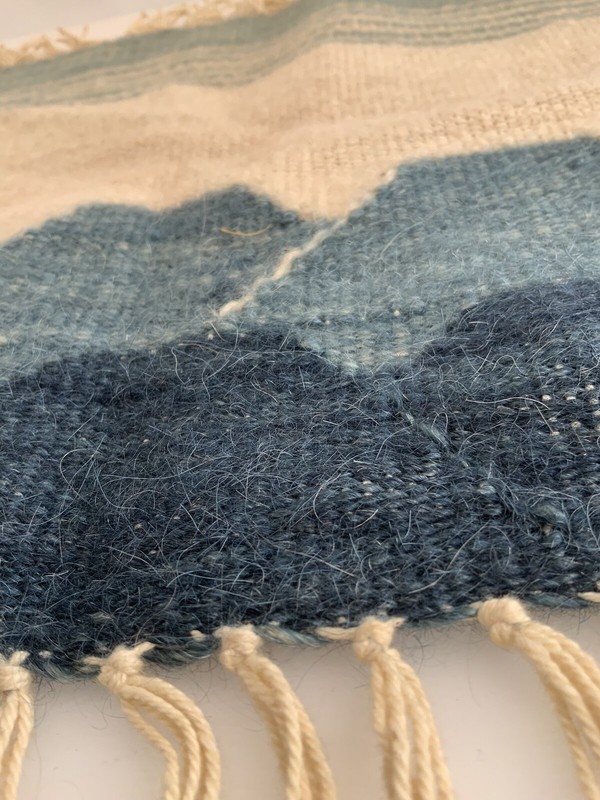 vintage Lesotho mohair / Wool hand Spun woven tapestry With Fringe 17x12 +1.5in gallery