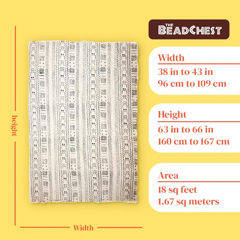 White Bogolan Mali Mud Cloth Geometric Design African Black and White Cotton gallery