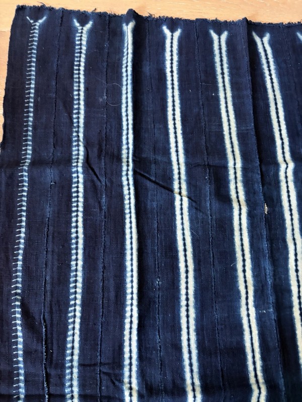 Vintage African Indigo Denim Shibori Mudcloth Fabric 59” L x 38" W Textile 1192 gallery
