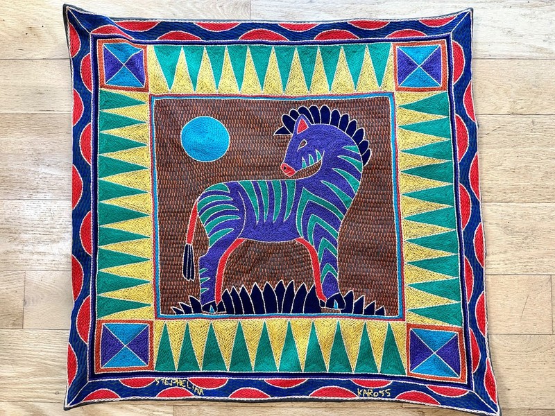 Kaross Zebra XL Pillow Case South Africa Art Embroidered tapestry NEW DESIGN