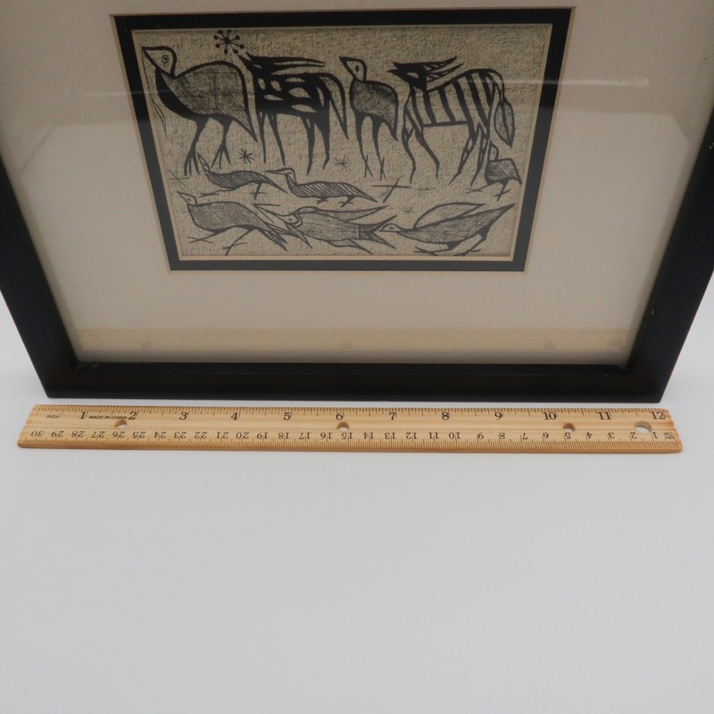 VTG Print of Korhogo Senufo Ivory Coast Cloth Painting Mid-Century Framed 12x10” gallery