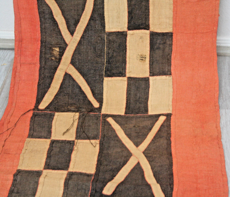 Kuba Cloth African Tapestry Raffia Congo Fabric, Rare Textile VTG Long 14+feet gallery