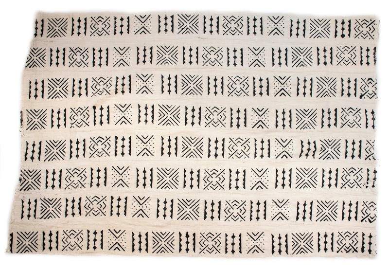 White Bogolan Mali Mud Cloth Target Design African Black and White Cotton gallery