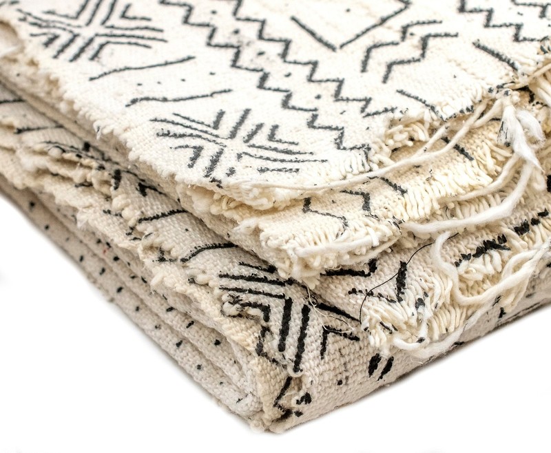 White Bogolan Mali Mud Cloth Geometric Design African Black and White Cotton gallery