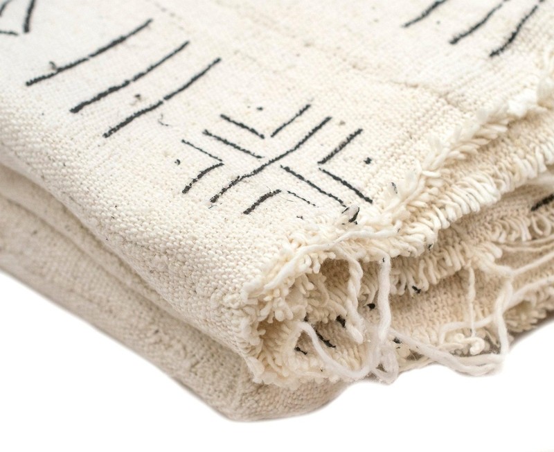 White Bogolan Mali Mud Cloth Koumantou Design African Black and White Cotton gallery