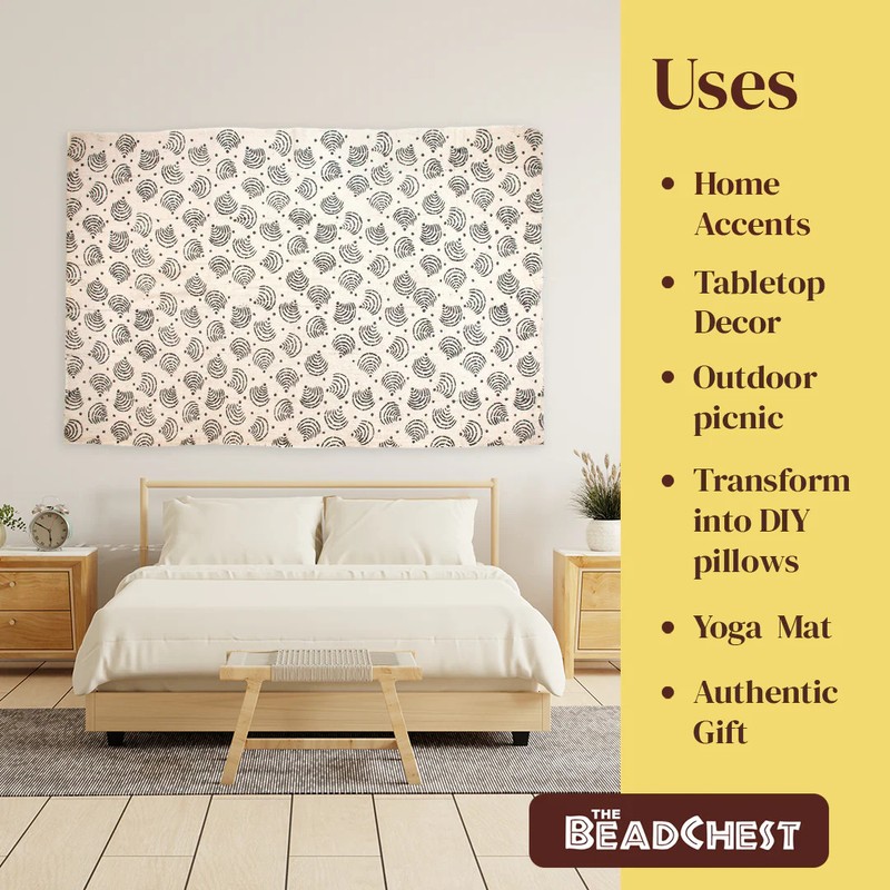 White Bogolan Mali Mud Cloth Radar Design African Black and White Cotton gallery