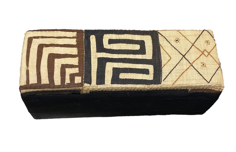 # 3468 Custom Made Kuba & Mud Cloth Ottoman 31" W by 14"h gallery
