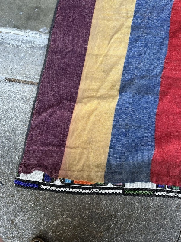 Antique African Ndebele Hand Beaded Traditional Blanket South Africa Hand Woven gallery