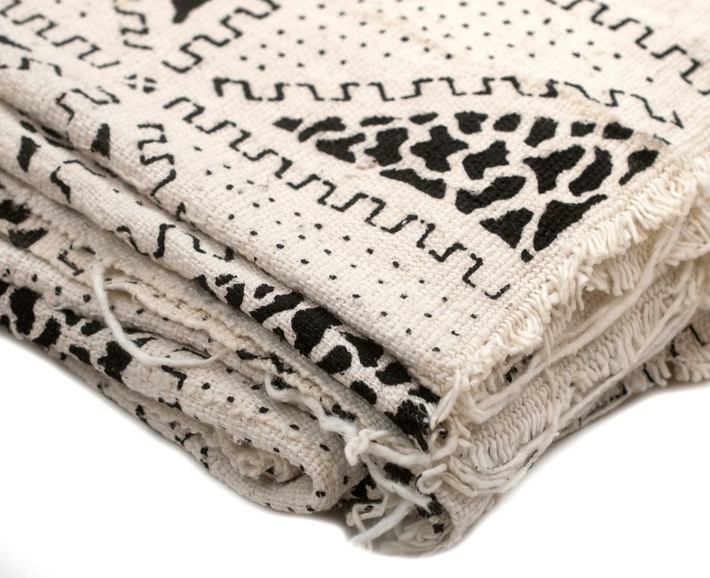 White Bogolan Mali Mud Cloth Kadiolo Design African Black and White Cotton gallery