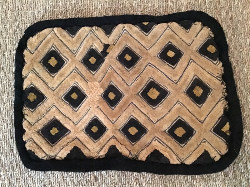 Vintage African Tribal Print Kuba Cloth Pillow Cover Handmade Approx 18x12" gallery