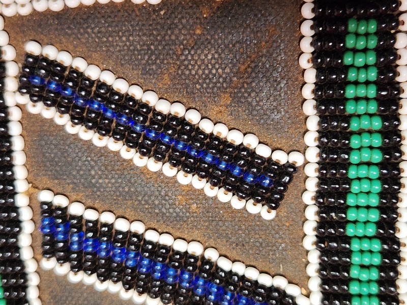 Vintage African Bead work panel 15 x 13" on oil Canopy Heavy Cloth 52w6 aa gallery