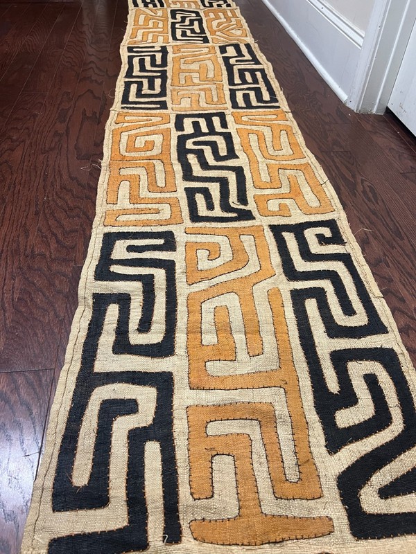 genuine 10 feet African (Congo) Kuba Raffia cloth fabric, natural woven handmade gallery