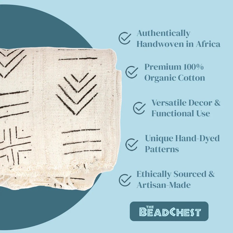 White Bogolan Mali Mud Cloth Koumantou Design African Black and White Cotton gallery