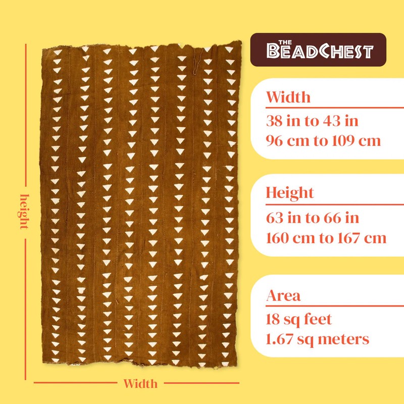 Caramel Brown Bogolan Mali Mud Cloth Arrow Design African Cotton Handmade gallery