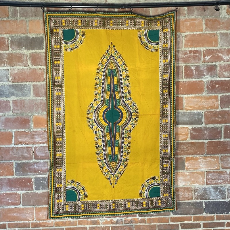 African Dashiki Ankara Print Fabric 45” x 67” Gold/Green