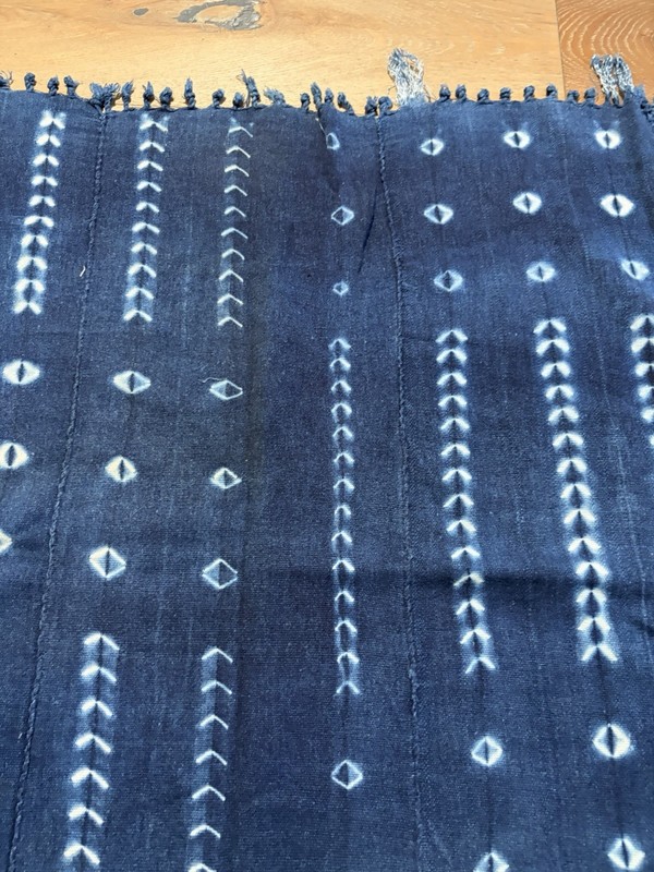 Vintage African Indigo Denim Shibori Mudcloth Fabric 57” L x 44” W Textile #426 gallery