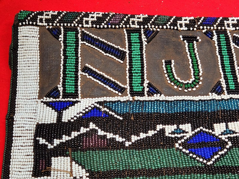 Vintage African Bead work panel 15 x 13" on oil Canopy Heavy Cloth 52w6 aa gallery