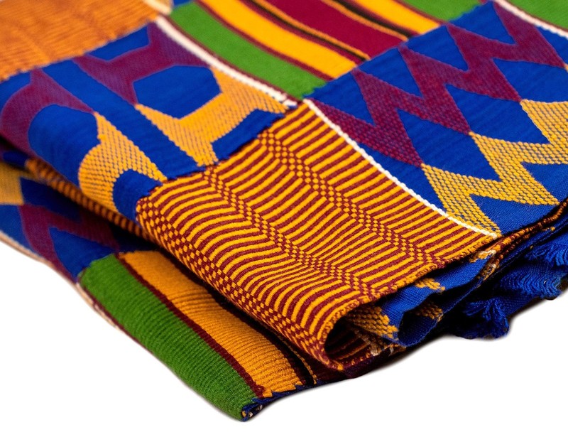 African Ashanti Kente Cloth #14885 Ghana Multicolor Cotton Handmade gallery